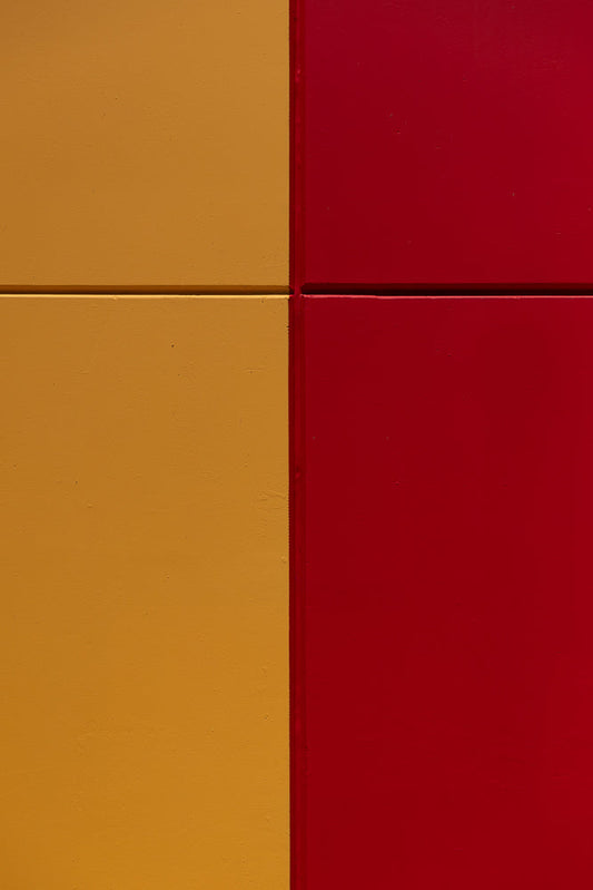 Red and yellow geometric abstract wall panels background
