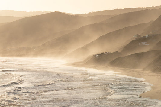 Hazy Golden Sunset over beach - Aireys Inlet, Great Ocean Road