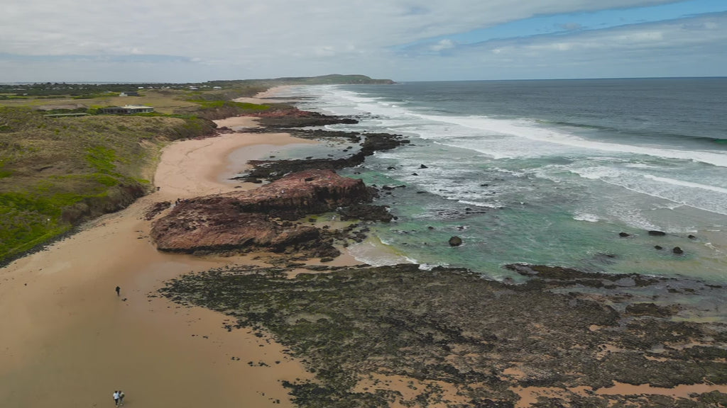 Aerial view of rocky coastline - Forrest Caves, Phillip Island