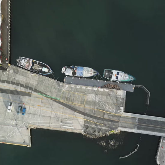 Fly over of harbour over boats - Waterfront Hobart